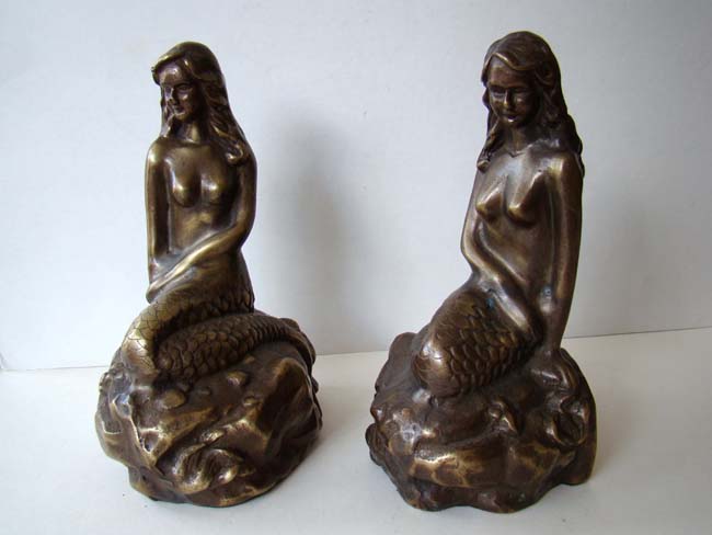 A beautiful pair of Mermaid Bookends circa 1930